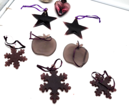 Purple Plum Glass Snowflake  Star Heart Christmas Snow Holiday Ornament - $19.95