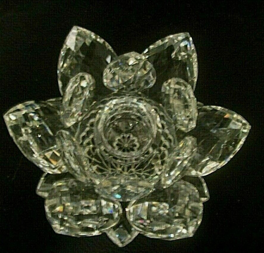 4 1/4" Swarovski Original Silver Crystal Water Lily Candle Holder, Box No Insert - $99.99