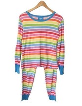 Victorias Secret Rainbow Striped Thermal Pajamas Size S Waffle Knit Colo... - £15.01 GBP