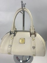 MCM Handbag White Boston Bag Small Tote Purse - $4,359.35 MXN