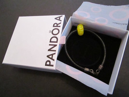 Pandora Bead Cord Bracelet, Large Murano Glass Yellow Blossom Bead Sterling - £18.83 GBP