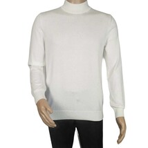 Men's Sweater Knit By BRANGO Turkey Mock Neck Cotton Blend 21050 White image 10