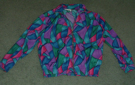 Vintage bomber style bold  geometric print jacket Teddi brand size medium - £25.54 GBP
