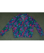 Vintage bomber style bold  geometric print jacket Teddi brand size medium - £25.65 GBP