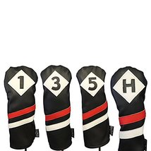 Majek Retro Golf Headcovers Black Red and White Vintage Leather Style 1 ... - $47.42