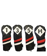 Majek Retro Golf Headcovers Black Red and White Vintage Leather Style 1 ... - £37.35 GBP