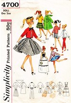 Vintage 1960&#39;s Fashion Doll Clothes Simplicity Pattern 4700 - £9.62 GBP