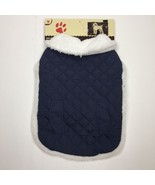 Blue White Quilted Dog Winter Pet Coat Size Medium - £15.72 GBP
