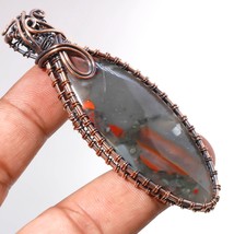 Red Moss Agate Gemstone Handmade Copper Wire Wrap Pendant Jewelry 3.10&quot; SA 554 - £4.01 GBP