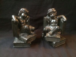antique art deco Bookends Angels - cherubs . - £93.57 GBP