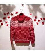 Land&#39;s End Vintage Nordic Red &amp; White Turtleneck Sweater Women&#39;s S/P 6-8... - $33.83 CAD