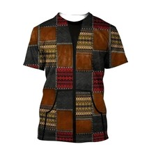 Tribal Men&#39;s Geometric Pattern Short Sleeve Shirt Size XL Red Brown Poly... - $15.47