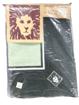 RETRO New/Old VTG Anne Klein Green White Tablecloth &amp; 12 Napkins Lion Lo... - $97.95