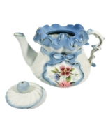 Blue Floral Capodimonte Individual Tea Pot or Creamer W/Lid Vtg Porcelai... - $25.99 CAD