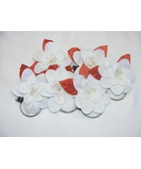 Vintage Handmade Napkin Rings Set of 6 Solid White w Orange Leaf #43 - €16,87 EUR