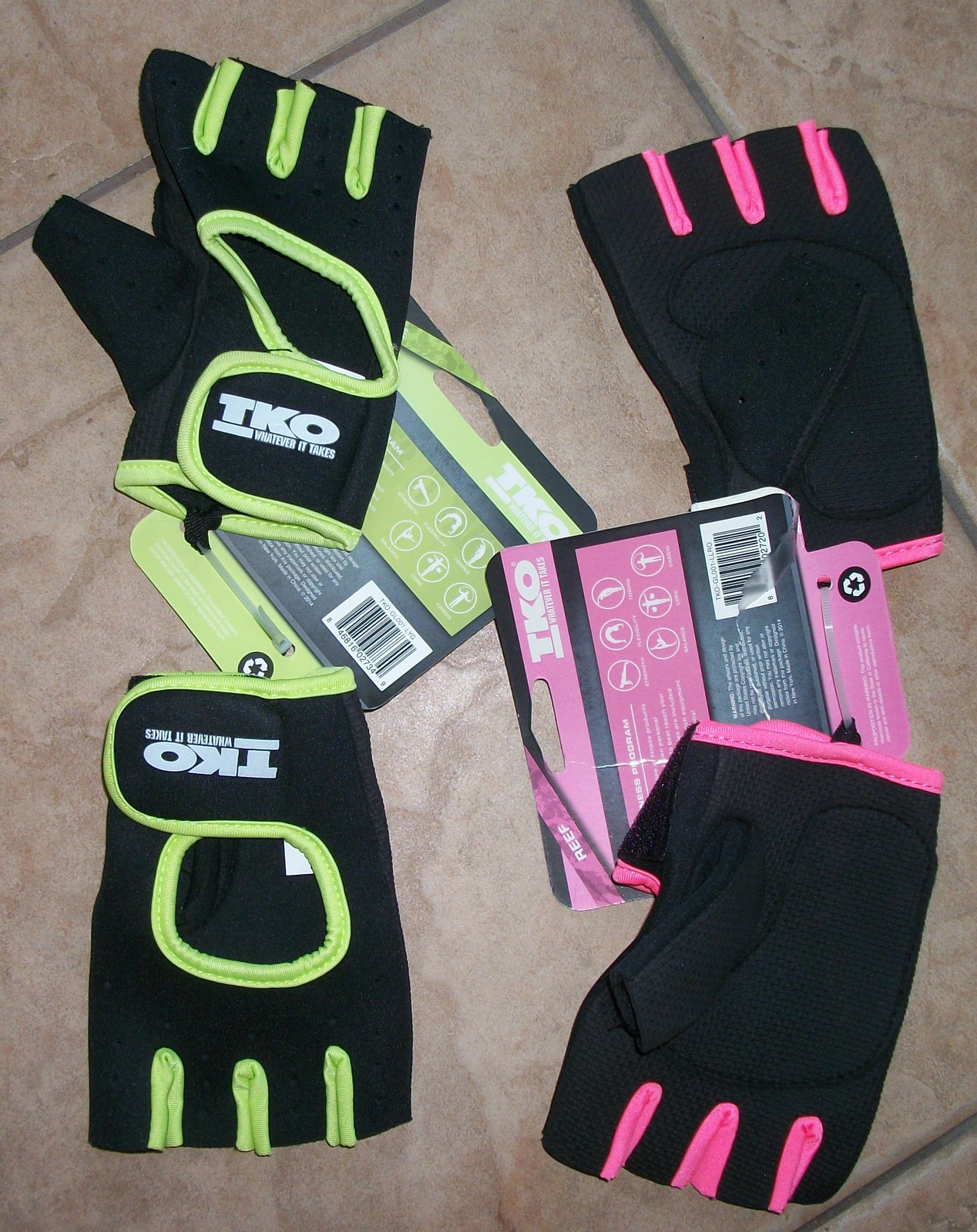 Primary image for weight gloves size large pink or lime green by tko brand new