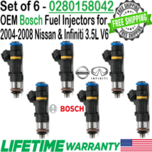 OEM Bosch x6 Fuel Injectors for 2004-2008 Nissan &amp; Infiniti 3.5L V6 #0280158042 - £73.78 GBP