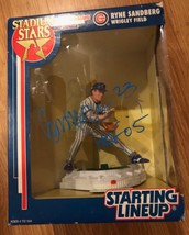New Ryne Sandberg Starting Lineup Action Figure Chicago Cubs Signed Auto Photo - £155.56 GBP