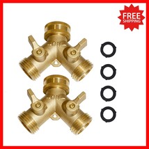2 Count Solid Brass Hose Y Valve Set – Versatile Garden Hose Splitter Ad... - $582.46 MXN