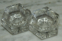 Pair of Vintage Clear Glass Crystal? Salt Cellars Wells Star Burst - £15.97 GBP