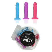 Addiction Silly Willy Silicone Dildo 12-Piece Assorted Color Fishbowl Di... - $44.02