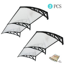 2 Pcs Seamless Door Window Awning Outdoor Polycarbonate Cover Overhead - £141.99 GBP