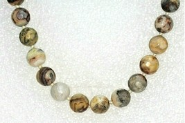 Jasper 10 mm Bead Necklace 19" inches Sterling Silver Clasp - £97.79 GBP