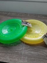 (2) Saf T Paws Mcgruff Flying Disk Dog Toy. Green &amp; Yellow. Rubber - £15.73 GBP