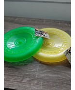 (2) Saf T Paws Mcgruff Flying Disk Dog Toy. Green &amp; Yellow. Rubber - £19.46 GBP