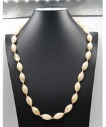 Vtg Glass or Lucite White Bead Princess Length Necklace Signed JOY Hang Tag - $278.23 MXN