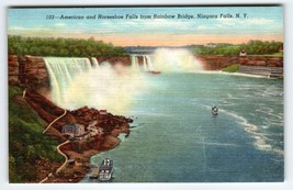 American And Horseshoe Falls Postcard Rainbow Bridge Niagara Falls New York NY - £4.97 GBP