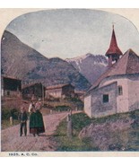 Vtg Stereoview 1925 A.C. Co - Tschamut Switzerland People We Meet - $9.85