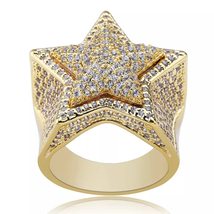 Big Star Moissanite Ring Iced Out Star Moissanite Ring 925 Solid Silver Iced Moi - £158.23 GBP