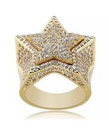 Big Star Moissanite Ring Iced Out Star Moissanite Ring 925 Solid Silver ... - $197.99