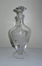 Cambridge Glass Decanter #1321 Clear Etched Leaves Footed Barware Vintage - £66.19 GBP
