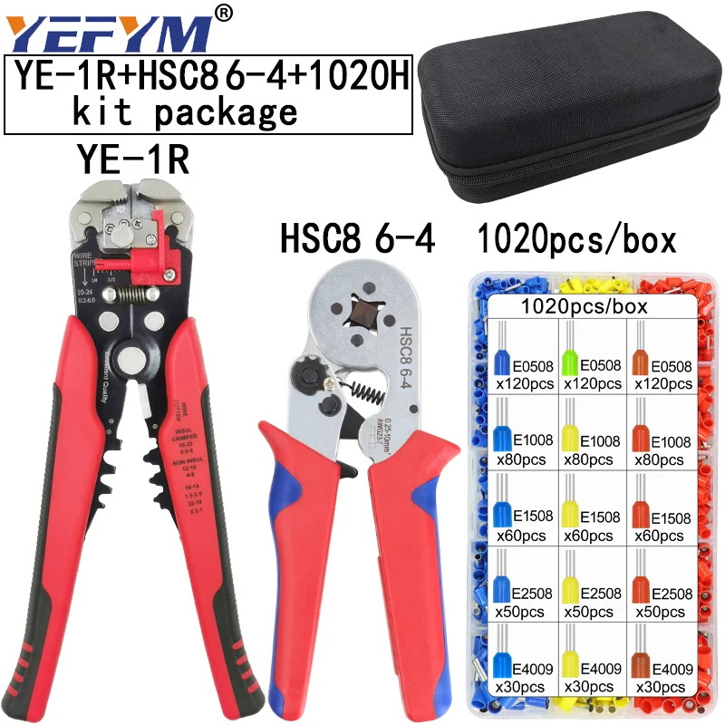 HSC8 6-4/6-6 Cping Pliers Kit YE-1R Stripping Cutting Plier 1020pcs/box  Termina - £441.68 GBP