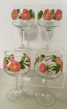 Franciscan Desert Rose Glassware 4 Stemmed Goblet Wine Water 12 oz France 6 1/2&quot; - £38.21 GBP