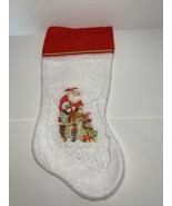 Vintage Rennoc 1980s Felt Christmas Stocking Santa Bag Of Toys Felt Embo... - $12.11
