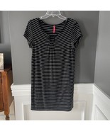 Ruby Ribbon Short Sleeve Tunic Black White Stripe Stretch Size Medium - £6.19 GBP