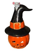 Vintage Robert Alan Grey mouse HALLOWEEN Pumpkin Lantern Candle Holder - €12,43 EUR