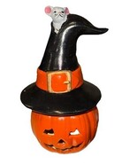 Vintage Robert Alan Grey mouse HALLOWEEN Pumpkin Lantern Candle Holder - €12,56 EUR