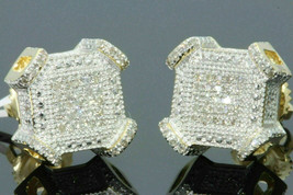 2.00Ct Cubic Zirconia Screw Back Stud Earrings 14K Yellow Gold Plated-925 Silver - £88.97 GBP