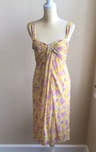 Diane Von Furstemberg Womens Yellow Floral Print Silk Sleeveless Sz 8 - £62.92 GBP