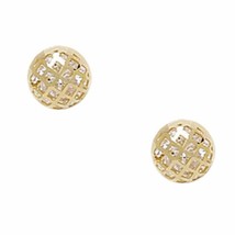 White Sapphire 14K Solid Yellow Gold 6mm Ball Stud Pushback Earrings B21 - £37.88 GBP