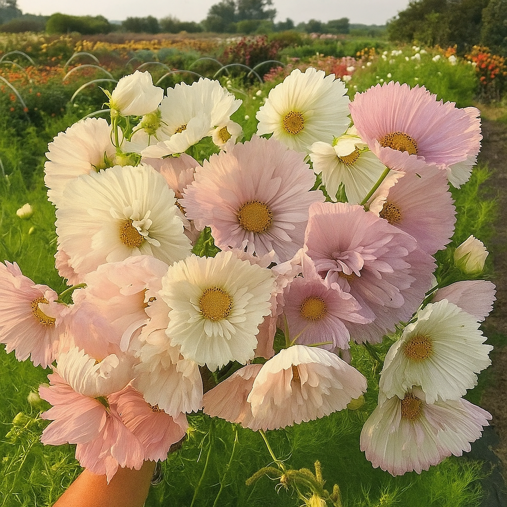 200 Cupcake Blush Cosmos Seeds, Soft Blush Cup-Shaped Blooms, Pollinator - $12.99