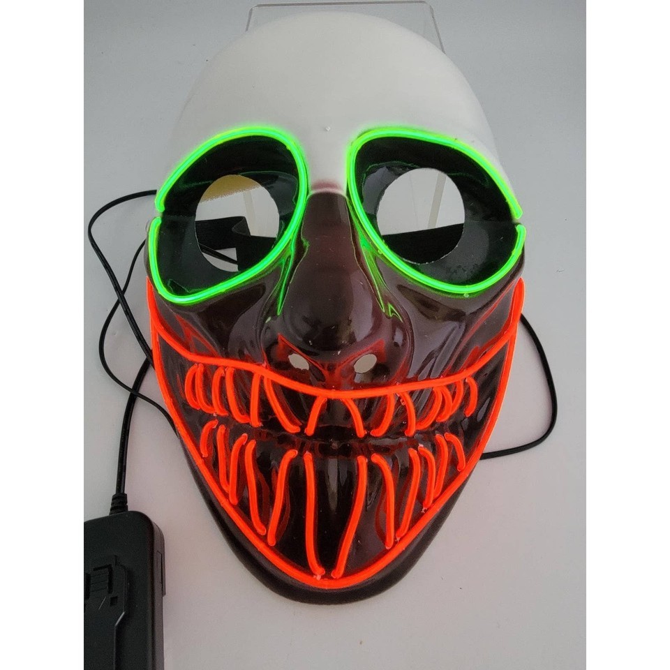 LED Glow Mask 3 Modes EL Wire Light Up The Purge Movie Costume Party Item image 2