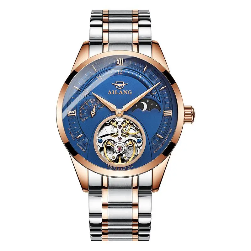 Quality Tourbillon Men's Watch Men Sun And Moon Phase Automatic Diesel Watches M