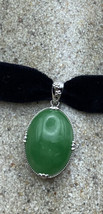 Vintage Green Jade 925 Sterling Silver Cross Necklace Choker - £30.26 GBP