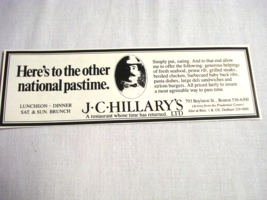 1990 Ad J. C. Hillary&#39;s LTD, Boston, A Restaurant Whose Time Has Returned - $7.99