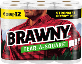 Brawny Tear-A-Square Paper Towels, 6 Double Rolls = 12 Regular Rolls - $19.39